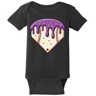 Baseball Ice Cream Dripping Baseball Home Plate Drip Baby Bodysuit