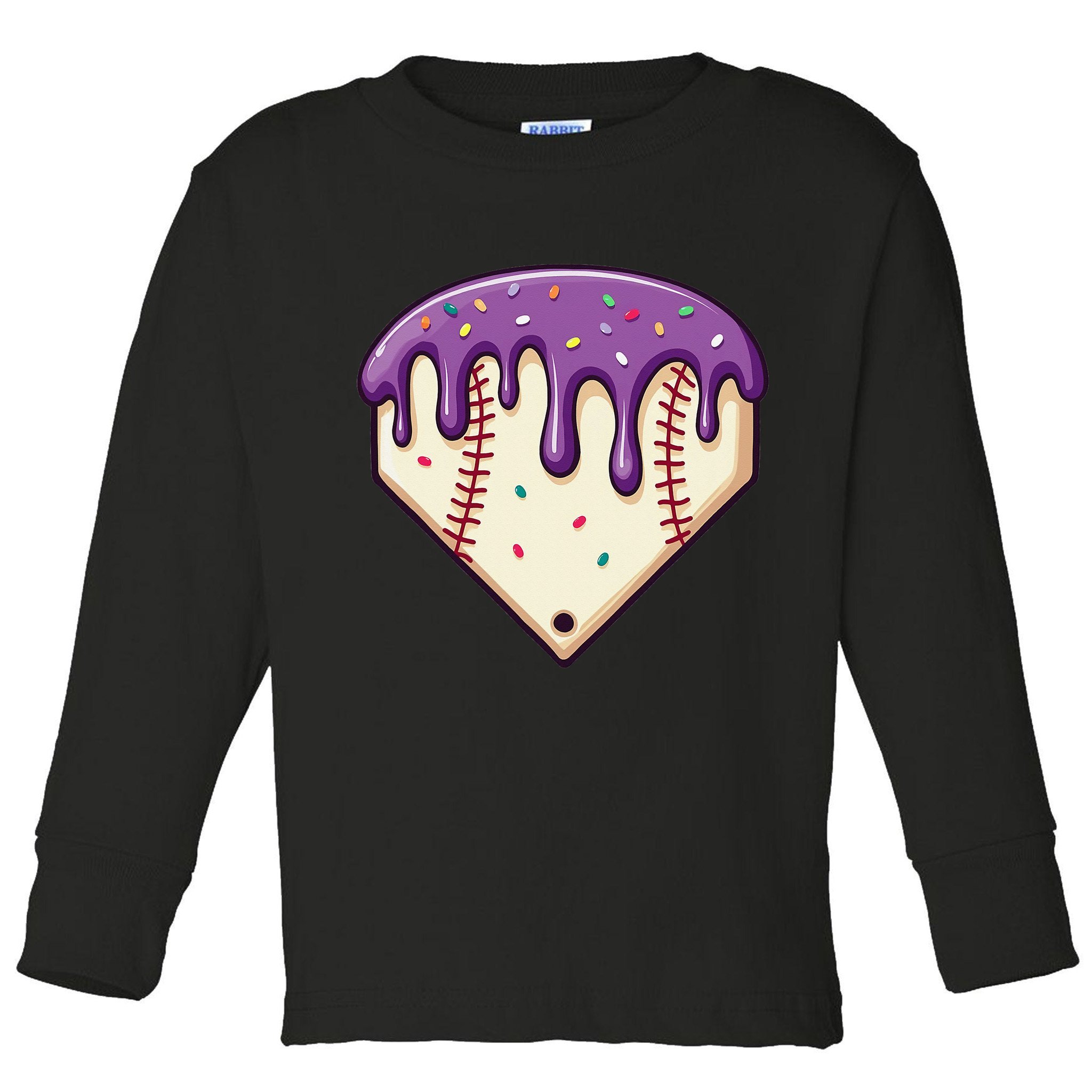Baseball Ice Cream Dripping Baseball Home Plate Drip Toddler Long Sleeve Shirt