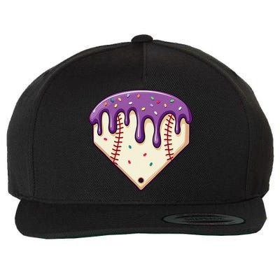 Baseball Ice Cream Dripping Baseball Home Plate Drip Wool Snapback Cap