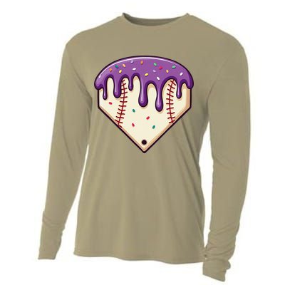 Baseball Ice Cream Dripping Baseball Home Plate Drip Cooling Performance Long Sleeve Crew