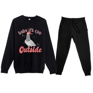 Baby ItS Coo Outside Funny Bird Nerd Christmas Premium Crewneck Sweatsuit Set