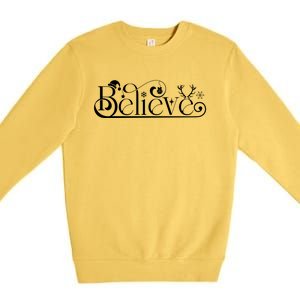 Believe In Christmas Spirit Cute Gift Premium Crewneck Sweatshirt