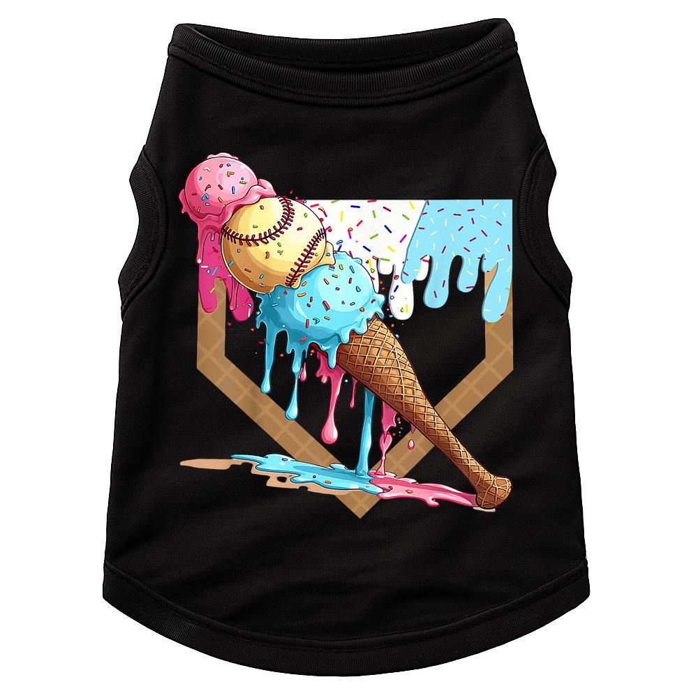 Baseball Ice Cream Dripping Baseball Home Plate Drip Doggie Tank