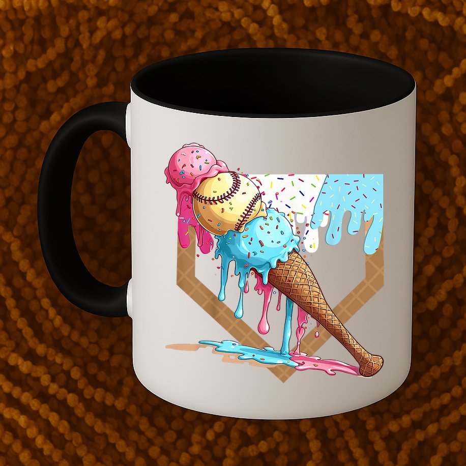 Baseball Ice Cream Dripping Baseball Home Plate Drip Mug