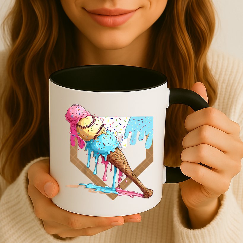 Baseball Ice Cream Dripping Baseball Home Plate Drip Mug