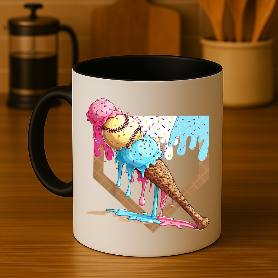 Baseball Ice Cream Dripping Baseball Home Plate Drip Mug