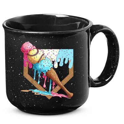 Baseball Ice Cream Dripping Baseball Home Plate Drip 15oz Campfire Ceramic Mug