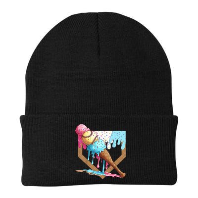 Baseball Ice Cream Dripping Baseball Home Plate Drip Beanie
