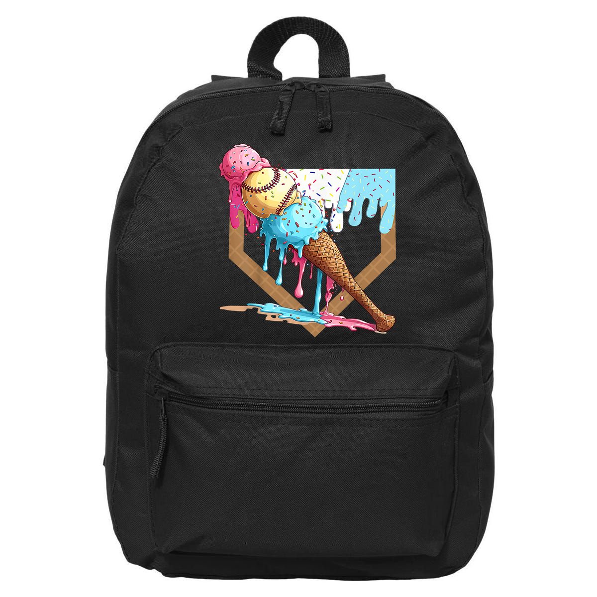 Baseball Ice Cream Dripping Baseball Home Plate Drip 16 in Basic Backpack