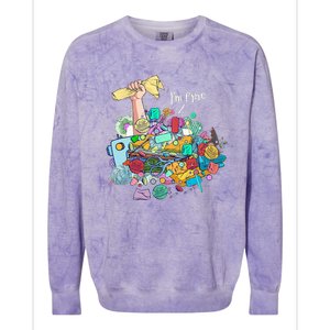 Buried In Crafting Supplies But IM Fine Colorblast Crewneck Sweatshirt