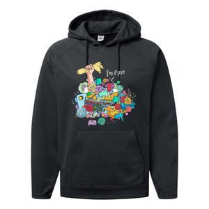 Buried In Crafting Supplies But IM Fine Performance Fleece Hoodie