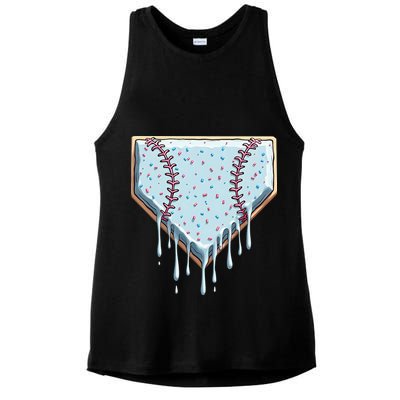 Baseball Ice Cream Dripping Women Ladies PosiCharge Tri-Blend Wicking Tank