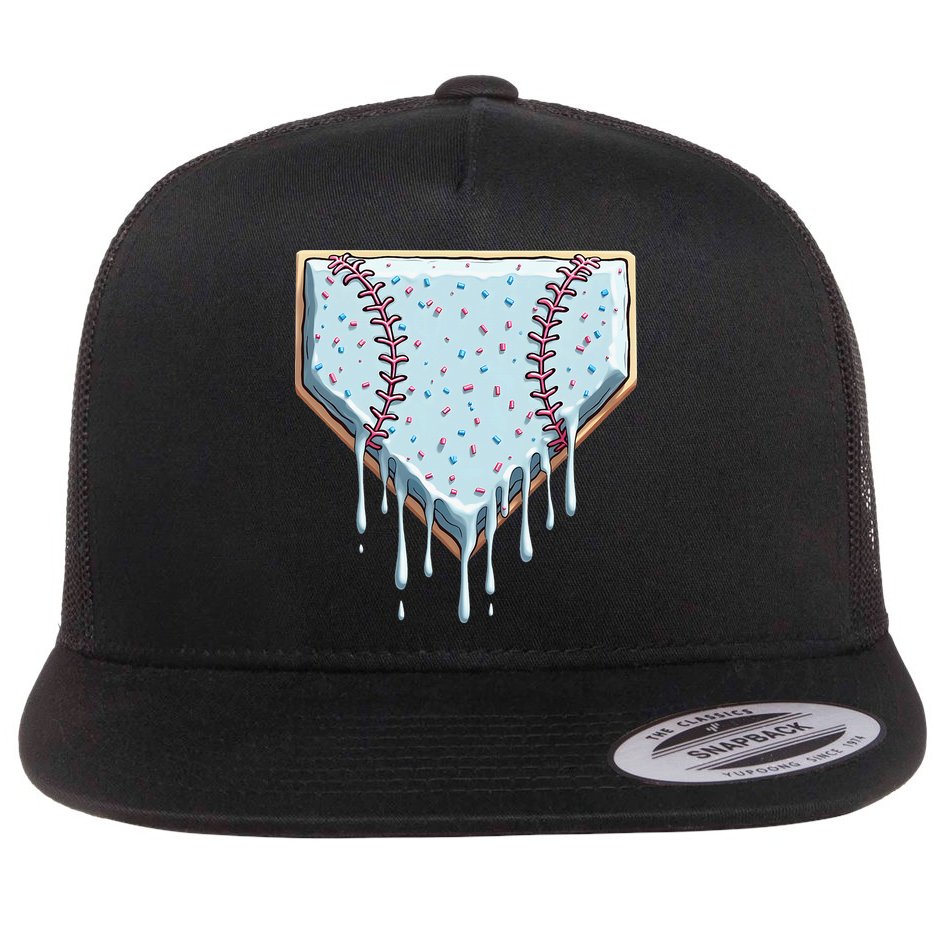 Baseball Ice Cream Dripping Women Flat Bill Trucker Hat