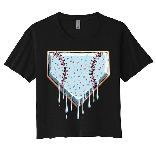 Baseball Ice Cream Dripping Women Crop Top