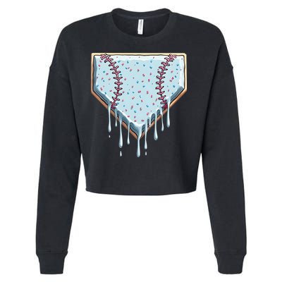 Baseball Ice Cream Dripping Women Cropped Pullover Crew