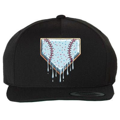 Baseball Ice Cream Dripping Women Wool Snapback Cap