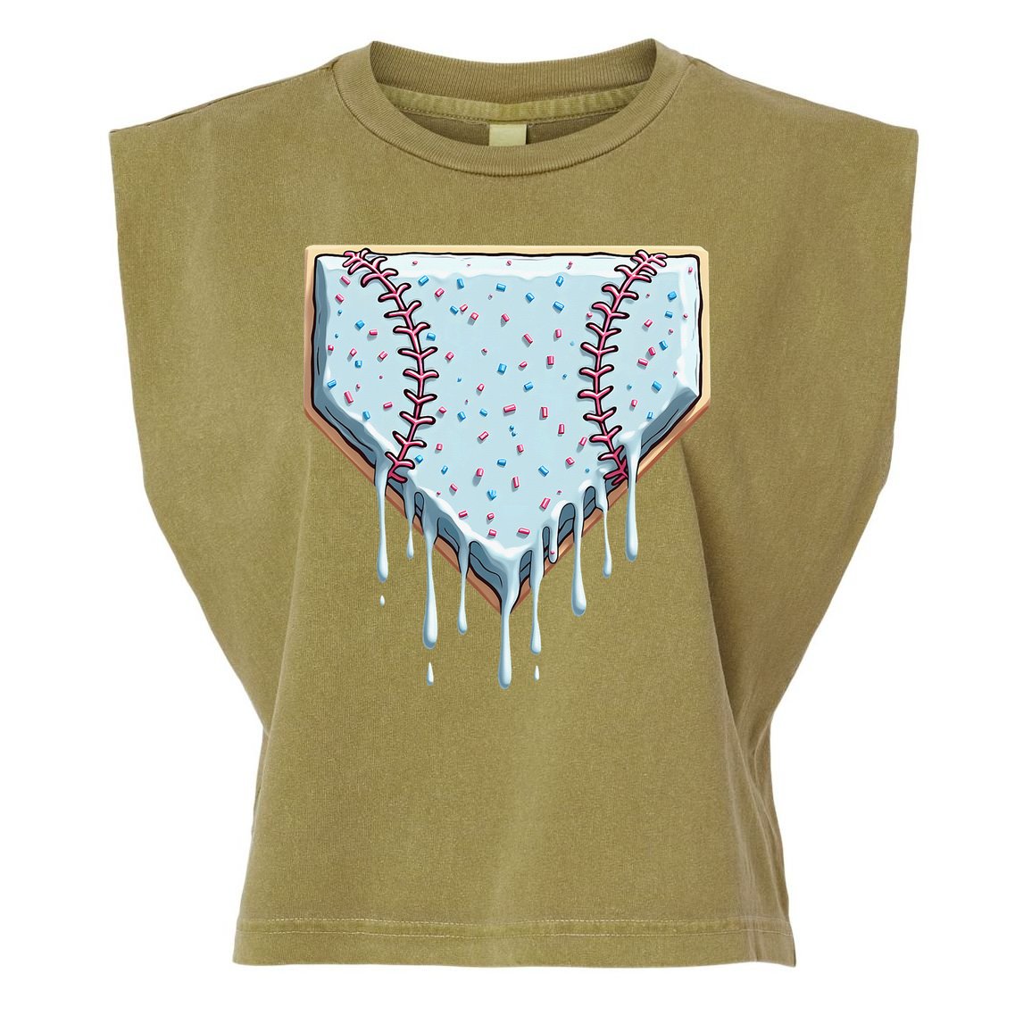 Baseball Ice Cream Dripping Women Garment-Dyed Women's Muscle Tee