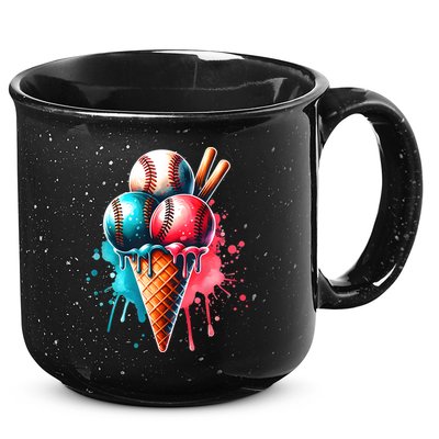 Baseball Ice Cream Watercolor Sports Lover Ice Cream Cone 15oz Campfire Ceramic Mug