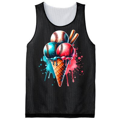 Baseball Ice Cream Watercolor Sports Lover Ice Cream Cone Mesh Reversible Basketball Jersey Tank