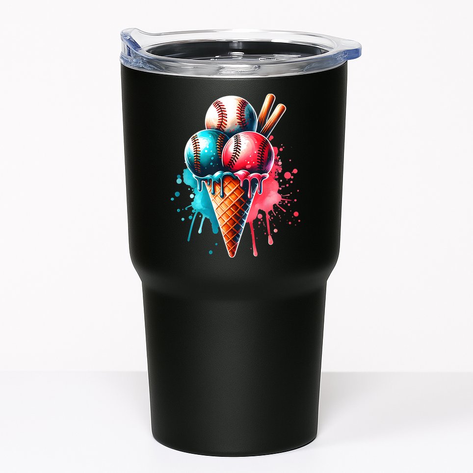 Baseball Ice Cream Watercolor Sports Lover Ice Cream Cone Tumbler