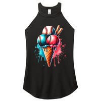 Baseball Ice Cream Watercolor Sports Lover Ice Cream Cone Women's Perfect Tri Rocker Tank