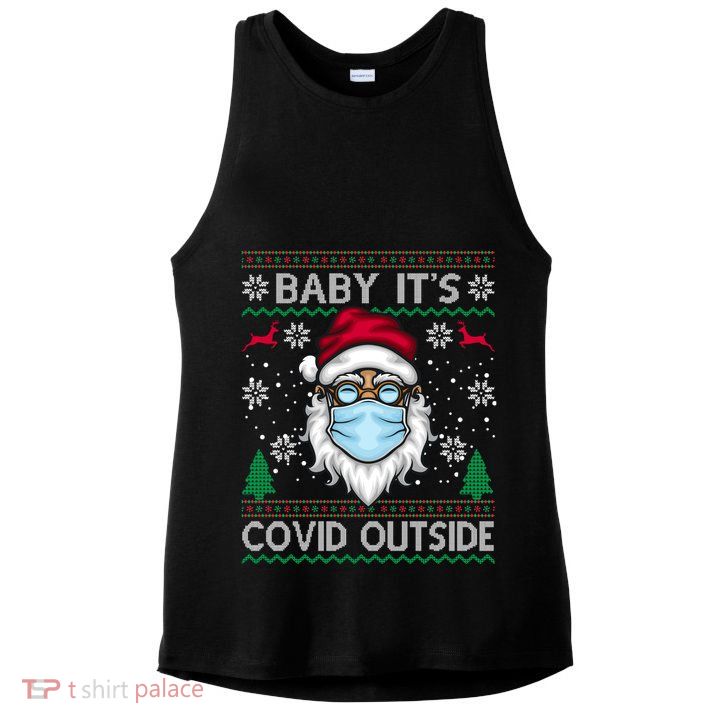 Baby It's Covid Outside Funny Ugly Christmas Ladies PosiCharge Tri-Blend Wicking Tank