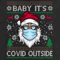 Baby It's Covid Outside Funny Ugly Christmas 7 Panel Mesh Trucker Snapback Hat