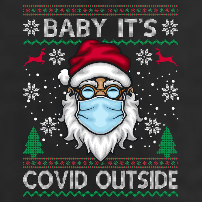 Baby It's Covid Outside Funny Ugly Christmas 7 Panel Mesh Trucker Snapback Hat