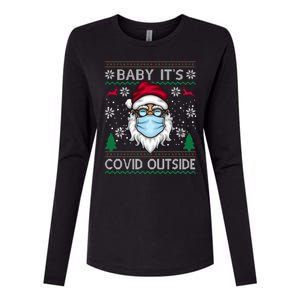 Baby It's Covid Outside Funny Ugly Christmas Womens Cotton Relaxed Long Sleeve T-Shirt