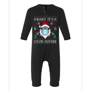 Baby It's Covid Outside Funny Ugly Christmas Infant Fleece One Piece