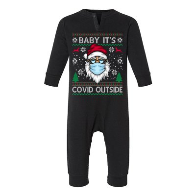 Baby It's Covid Outside Funny Ugly Christmas Infant Fleece One Piece