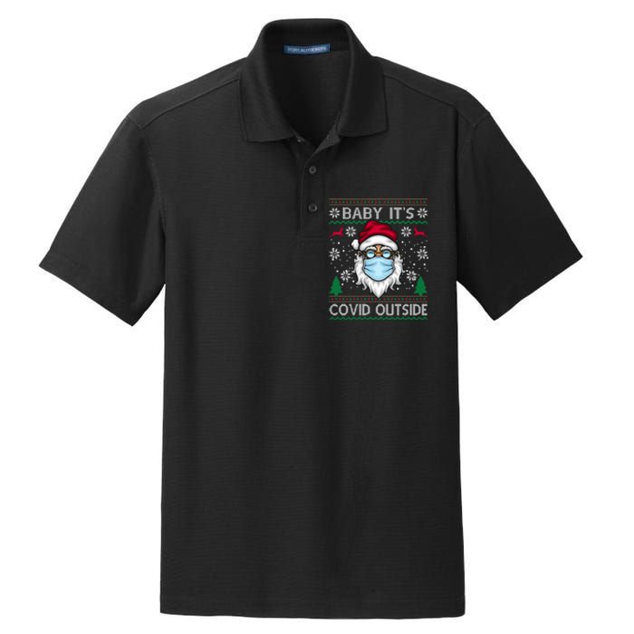 Baby It's Covid Outside Funny Ugly Christmas Dry Zone Grid Polo