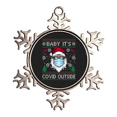 Baby It's Covid Outside Funny Ugly Christmas Metallic Star Ornament