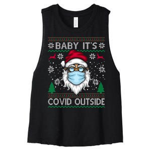 Baby It's Covid Outside Funny Ugly Christmas Women's Racerback Cropped Tank