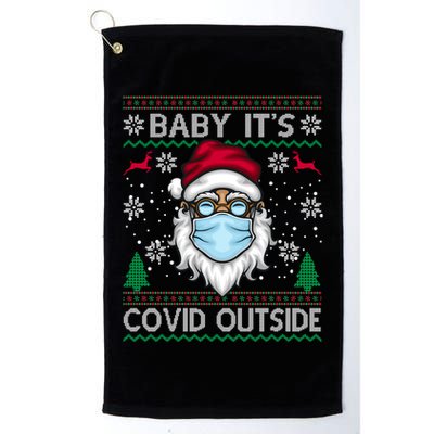Baby It's Covid Outside Funny Ugly Christmas Golf Towel