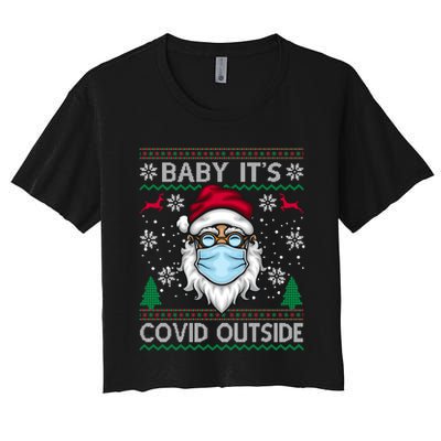 Baby It's Covid Outside Funny Ugly Christmas Crop Top