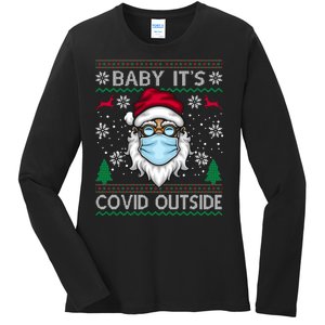 Baby It's Covid Outside Funny Ugly Christmas Ladies Long Sleeve Shirt