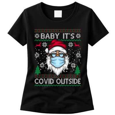 Baby It's Covid Outside Funny Ugly Christmas Womens T-Shirt