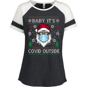 Baby It's Covid Outside Funny Ugly Christmas Enza Ladies Jersey Colorblock Tee