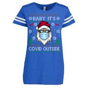 Baby It's Covid Outside Funny Ugly Christmas Enza Ladies Jersey Football T-Shirt