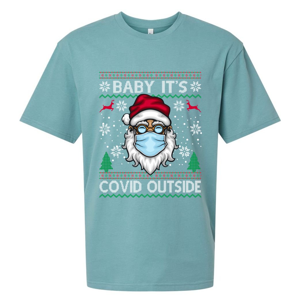 Baby It's Covid Outside Funny Ugly Christmas Sueded Cloud Jersey T-Shirt