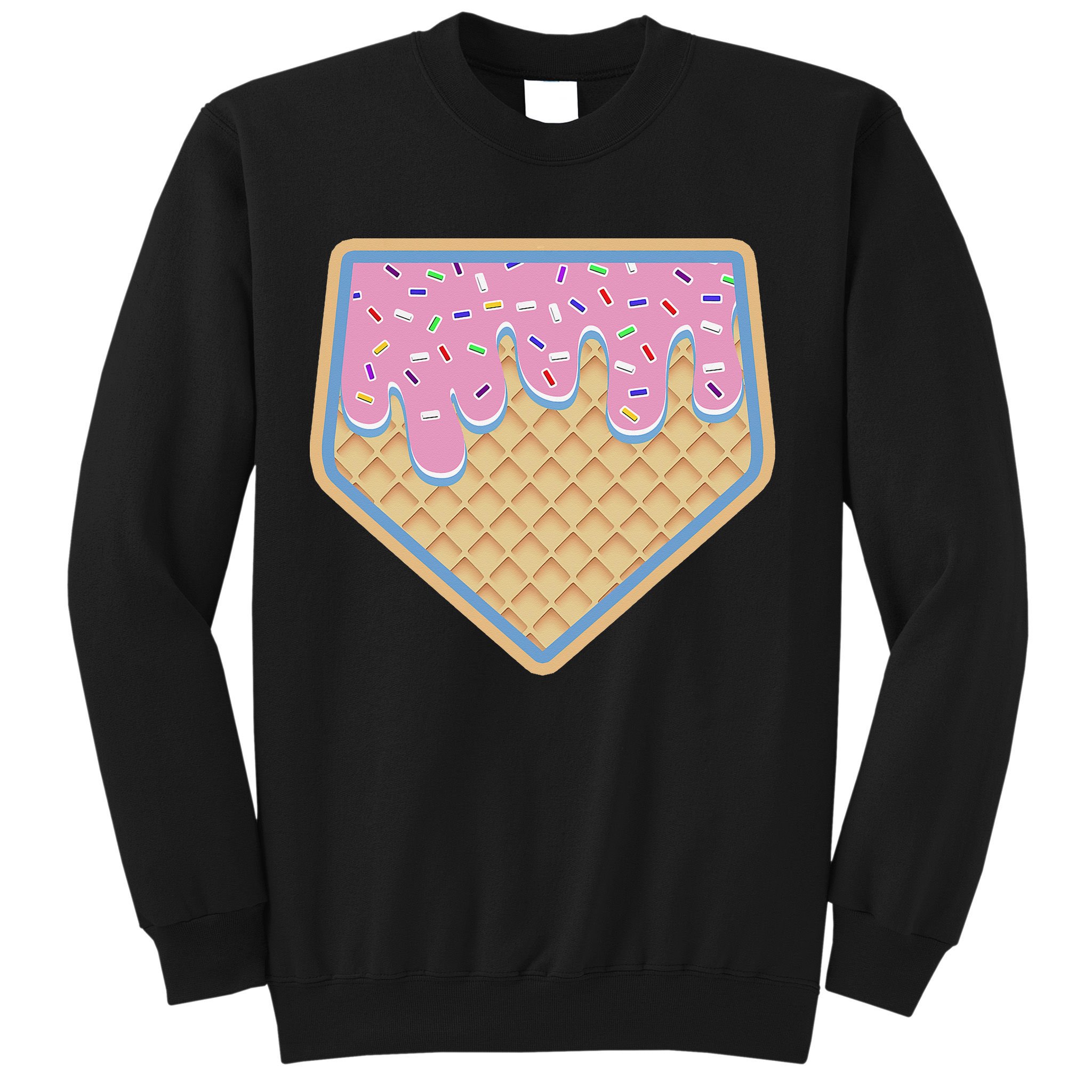 Baseball Ice Cream Dripping Baseball Home Plate Drip Sweatshirt