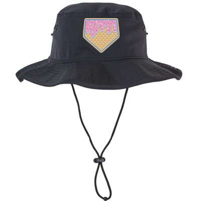 Baseball Ice Cream Dripping Baseball Home Plate Drip Bucket Hat
