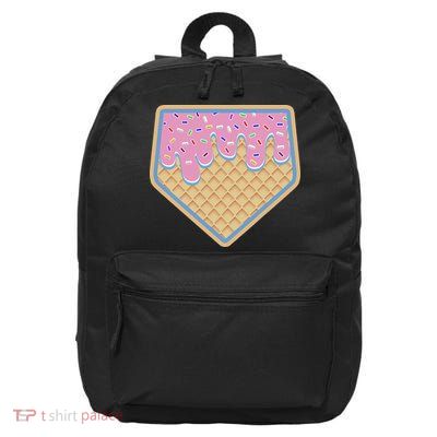 Baseball Ice Cream Dripping Baseball Home Plate Drip 16 in Basic Backpack
