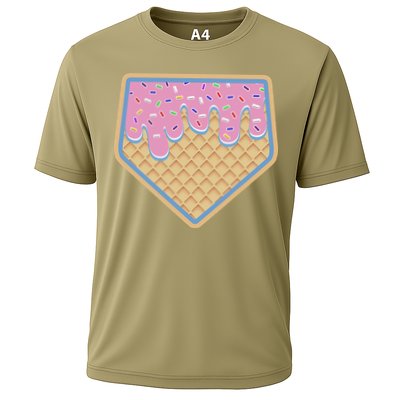 Baseball Ice Cream Dripping Baseball Home Plate Drip Performance Shirt