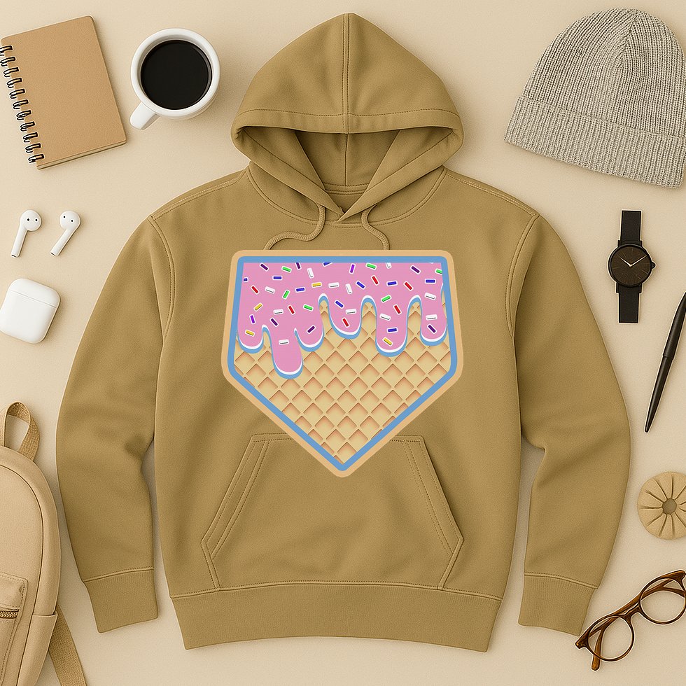 Baseball Ice Cream Dripping Baseball Home Plate Drip Hoodie