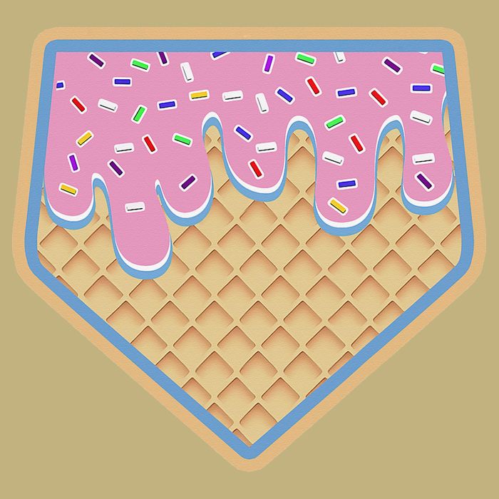 Baseball Ice Cream Dripping Baseball Home Plate Drip Hoodie