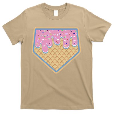 Baseball Ice Cream Dripping Baseball Home Plate Drip T-Shirt