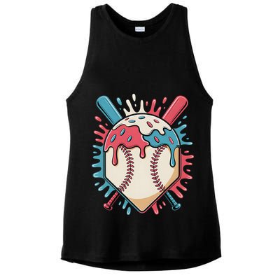 Baseball Ice Cream Dripping Baseball Home Plate Drip Ladies PosiCharge Tri-Blend Wicking Tank