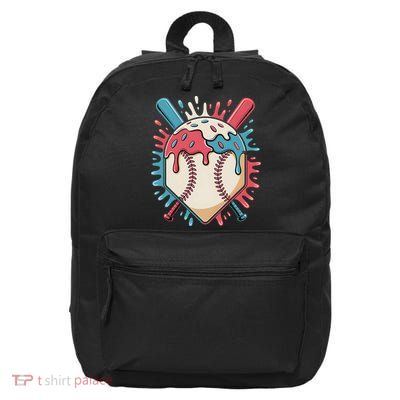 Baseball Ice Cream Dripping Baseball Home Plate Drip 16 in Basic Backpack